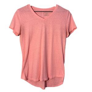 TEK GEAR Short Sleeve V-Neck High Low T-Shirt Pink S.